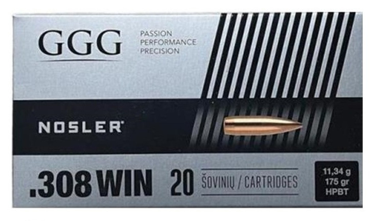 20 cartouches GGG 308 175 gr Nosler