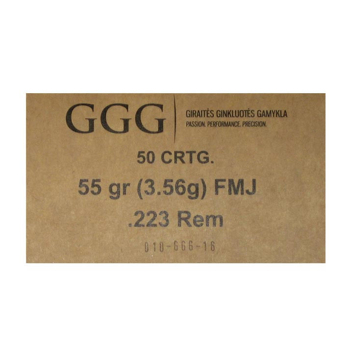 50 cartouches GGG 223 55gr FMJ BT